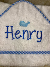 Load image into Gallery viewer, Baby Hooded Towel Gingham piping