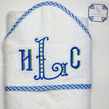 Load image into Gallery viewer, Baby Hooded Towel Gingham piping