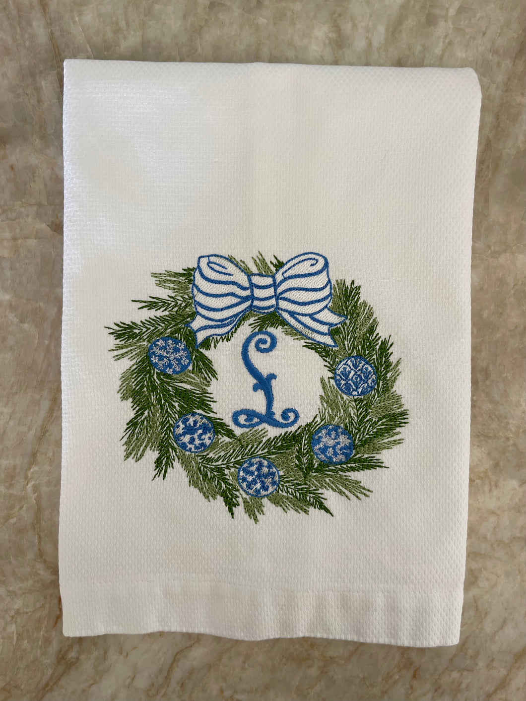 Chinoiserie Christmas Wreath Towel