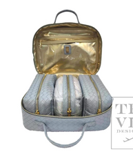 Load image into Gallery viewer, Large Cosmetic Case with inner poufs - woven and provence pattern
