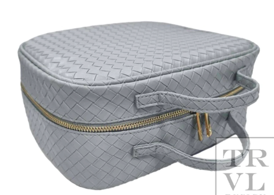 Large Cosmetic Case with inner poufs - woven and provence pattern