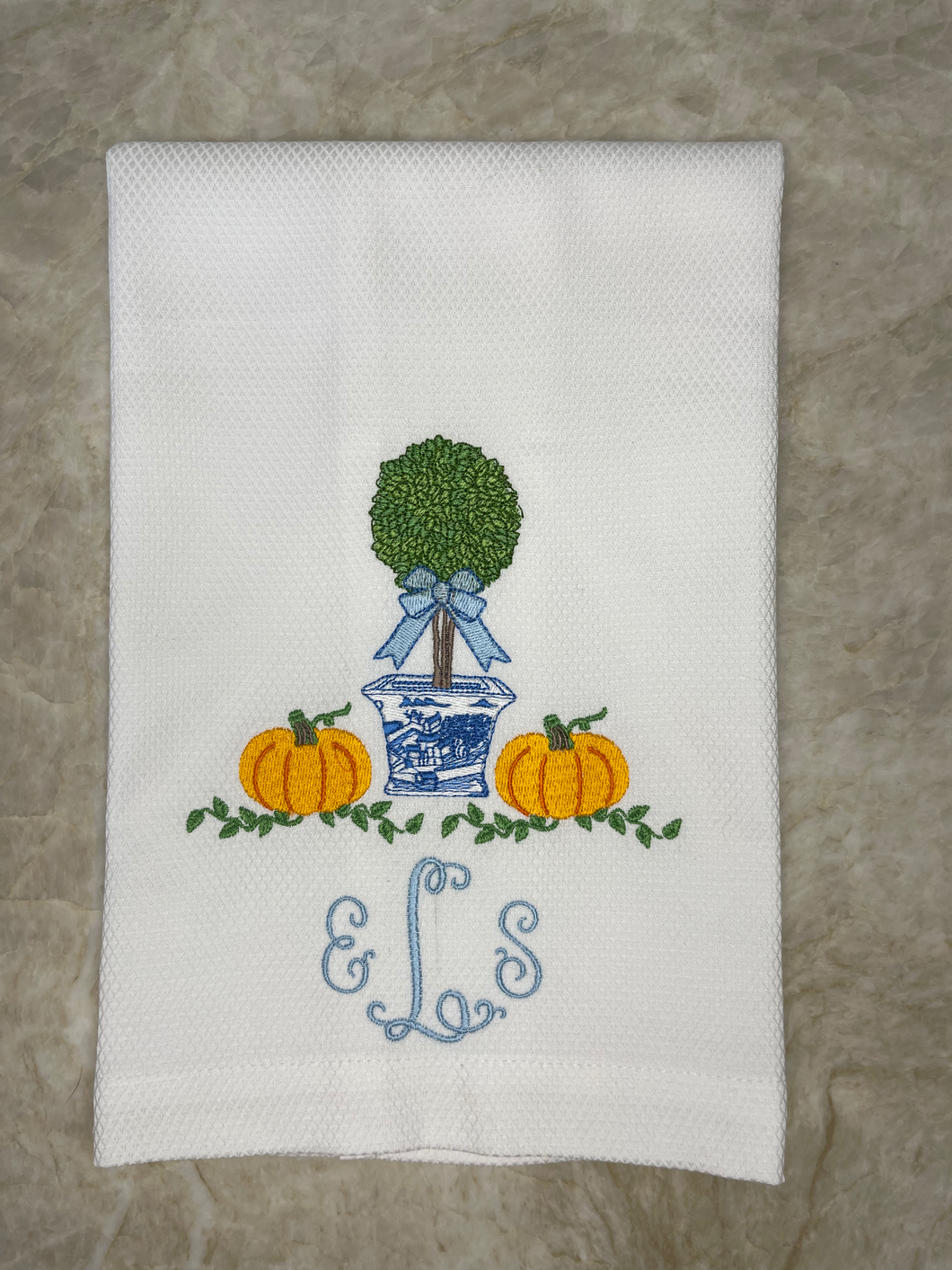 Fall Topiary Pumpkin Towel Thanksgiving